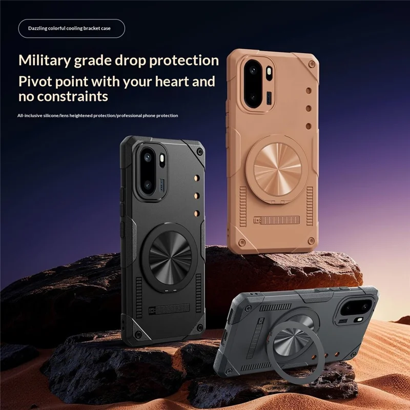 For OnePlus Ace 6 5G Magnetic Case 360° Rotating Ring Kickstand TPU Phone Cover - Black