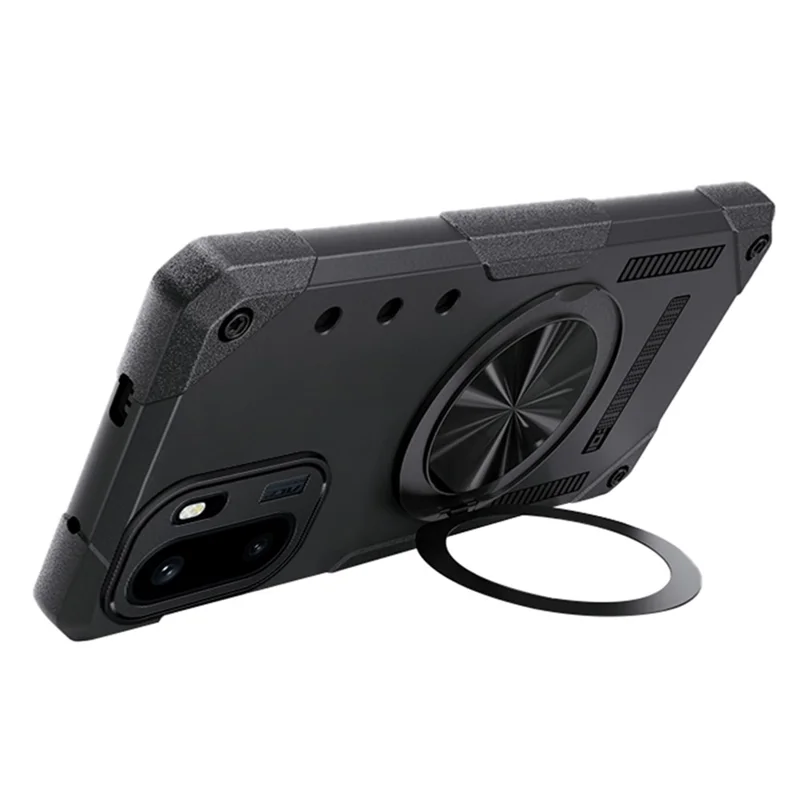 For OnePlus Ace 6 5G Magnetic Case 360° Rotating Ring Kickstand TPU Phone Cover - Black