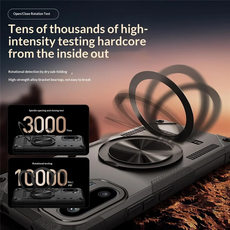 For OnePlus Ace 6 5G Magnetic Case 360° Rotating Ring Kickstand TPU Phone Cover - Black