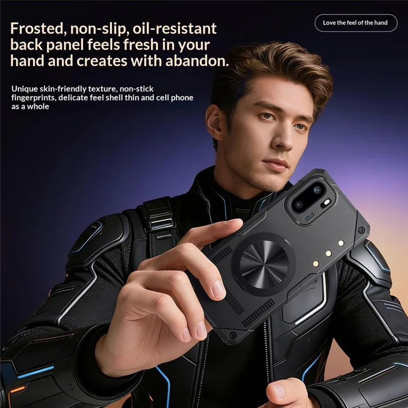 For OnePlus Ace 6 5G Magnetic Case 360° Rotating Ring Kickstand TPU Phone Cover - Black