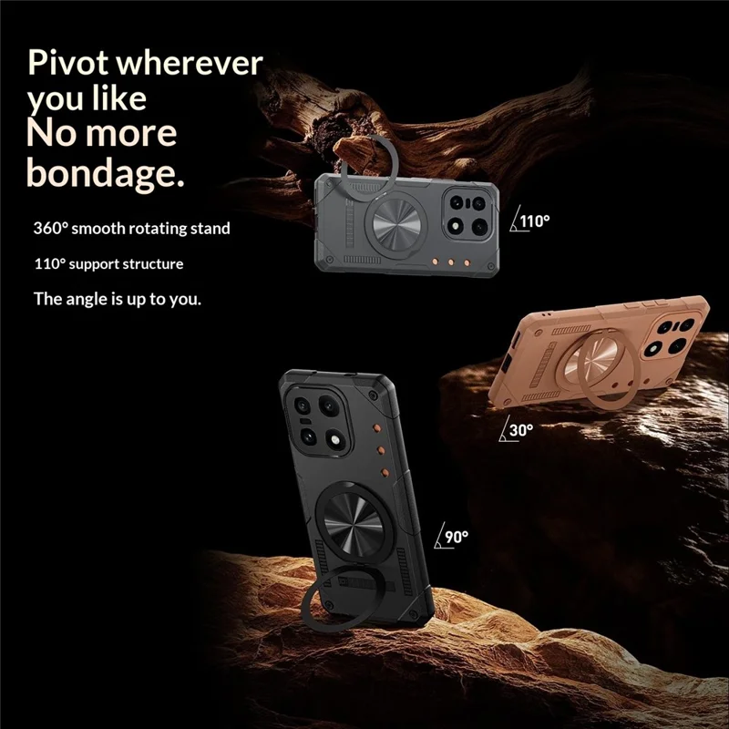 Coque magnétique pour OnePlus 15 5G, avec anneau pivotant à 360° et support intégré, housse en TPU pour téléphone - Noir