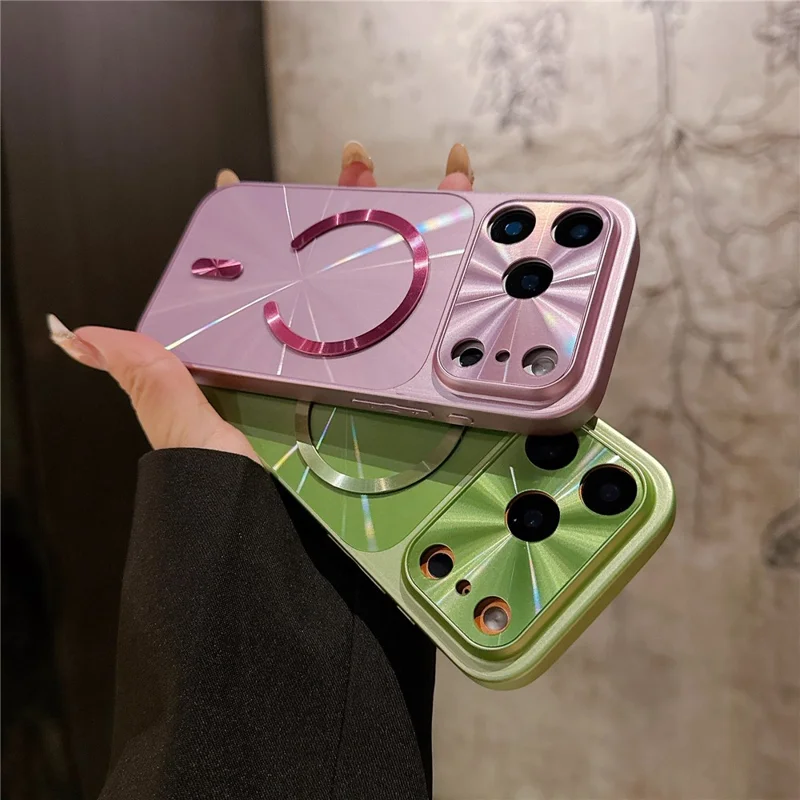 Funda magnetica per iPhone 17 Pro Max con motivo Aurora CD, cover in TPU + PC compatibile con Magsafe - Viola