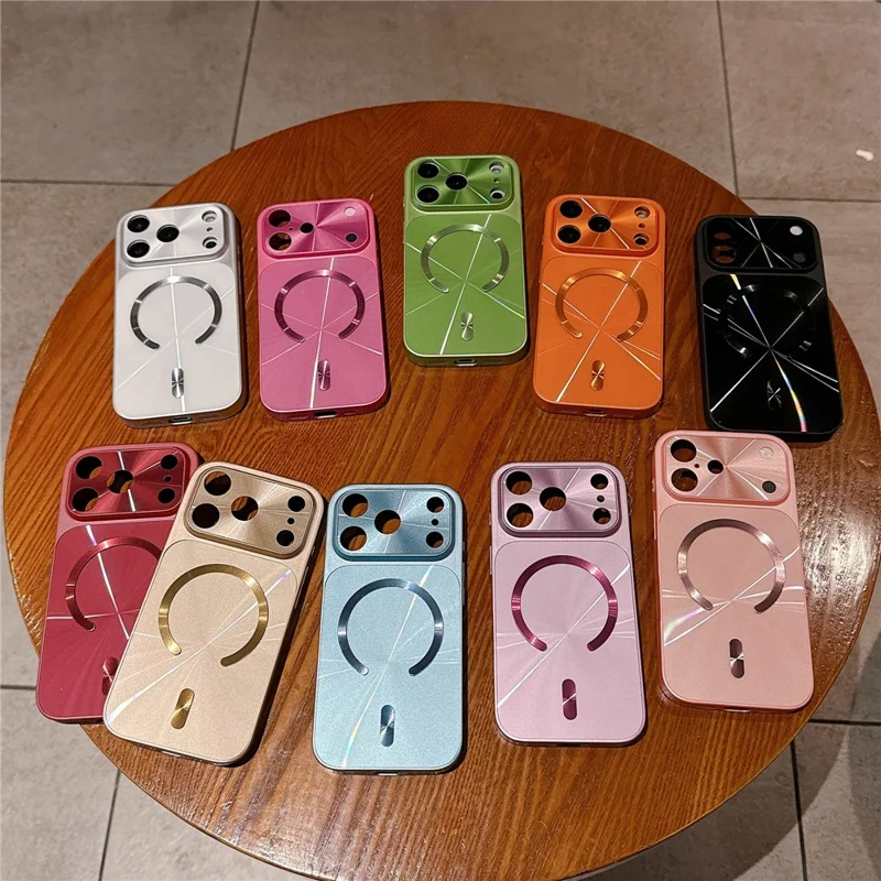 Funda magnetica per iPhone 17 Pro Max con motivo Aurora CD, cover in TPU + PC compatibile con Magsafe - Viola