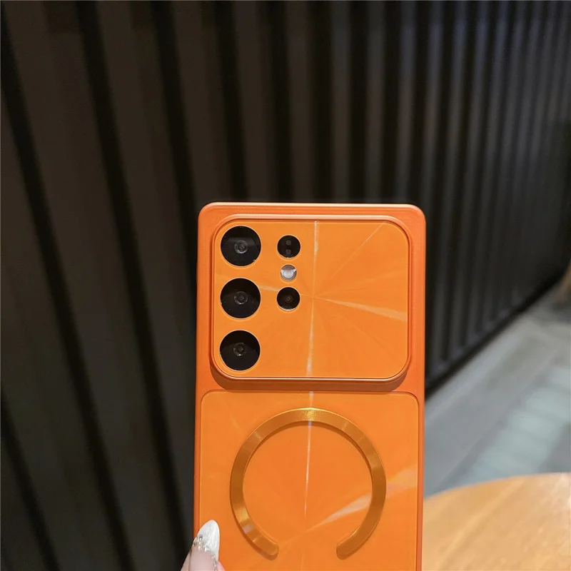 For Samsung Galaxy S25 Ultra Magnetic Case Aurora CD Pattern TPU + PC Phone Cover Compatible with Magsafe - Orange