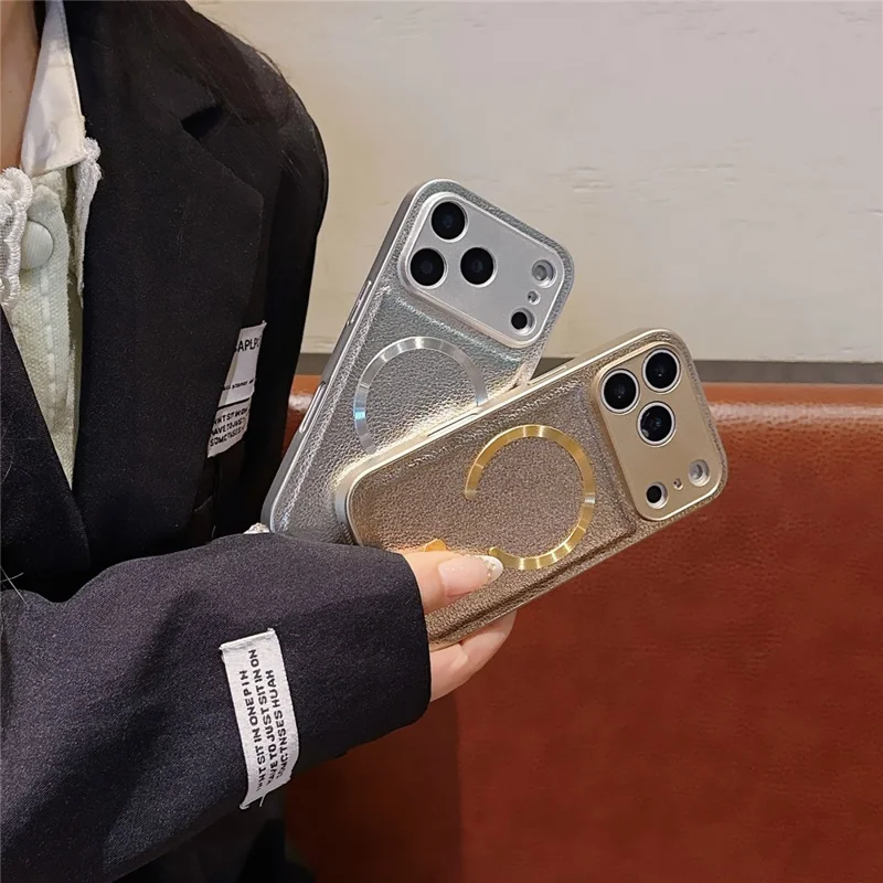 Funda magnetica per iPhone 17 Pro con motivo Aurora in pelle PU + TPU + PC compatibile con Magsafe - Arancione