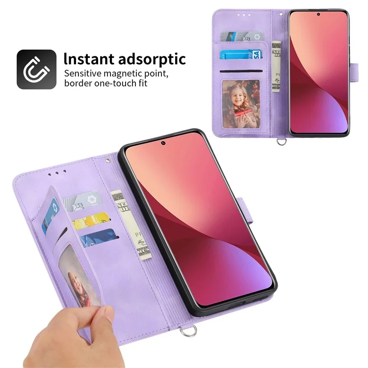 Pour Xiaomi Redmi Note 12 Pro + 5G Shell Téléphone Skin-touch Flowers Imprituted Stand Couber Portefeuille Couvert - Violet Clair