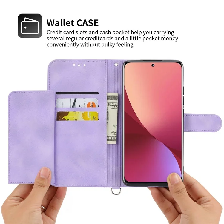 Pour Xiaomi Redmi Note 12 Pro + 5G Shell Téléphone Skin-touch Flowers Imprituted Stand Couber Portefeuille Couvert - Violet Clair