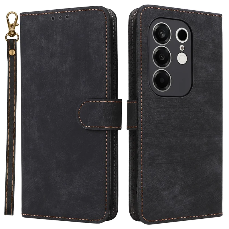 For TECNO Camon 50 4G Case Wallet RFID Blocking PU Leather Phone Cover Stand with Strap - Black
