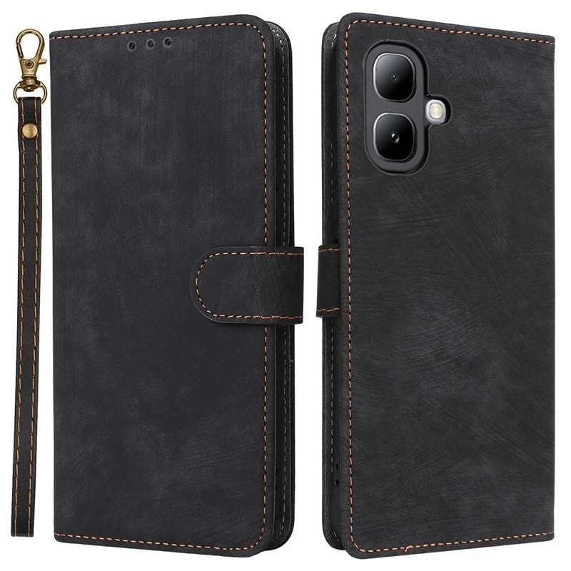 For Infinix Smart 20 4G Case Wallet RFID Blocking PU Leather Phone Cover Stand with Strap - Black