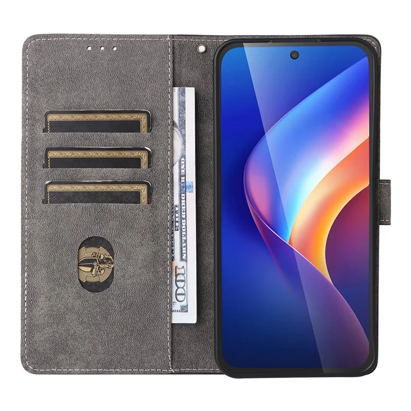 Чехол для TCL K70 4G / K70 Power 4G, с функцией кошелька, блокировкой RFID, из искусственной кожи с подставкой и ремешком - черный