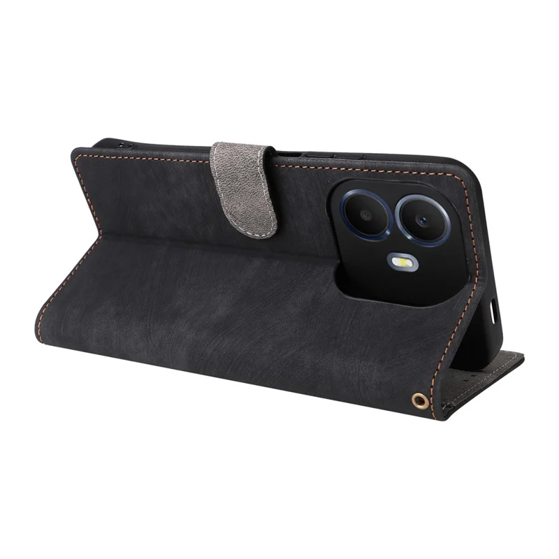 Чехол для TCL K70 4G / K70 Power 4G, с функцией кошелька, блокировкой RFID, из искусственной кожи с подставкой и ремешком - черный