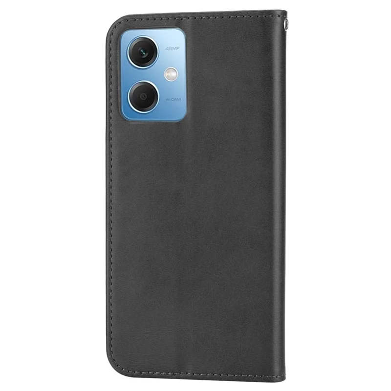 PU Leather Case for Xiaomi Redmi Note 12 5G (Global) / (India) / (China) / Poco X5 5G , Wallet Phone Stand Calf Texture Magnetic Closure Imprinted Rhombus Pattern Cover - Black