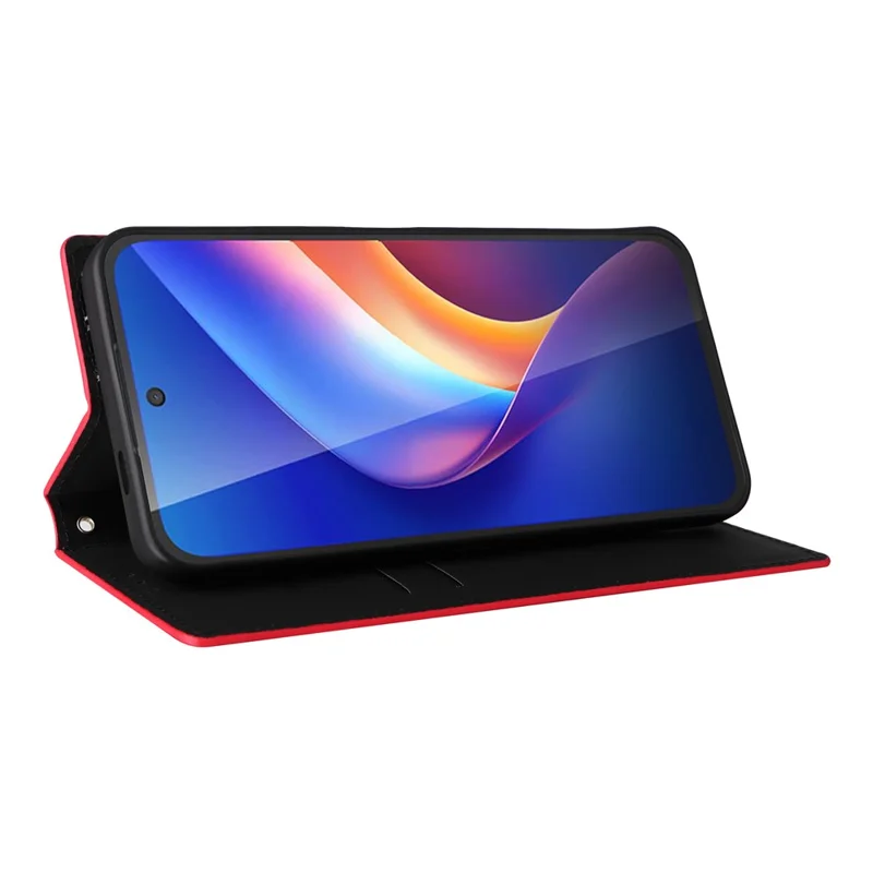 For TCL K70 4G / K70 Power 4G Case Wallet Rhombus Imprinted PU Leather Phone Cover - Red