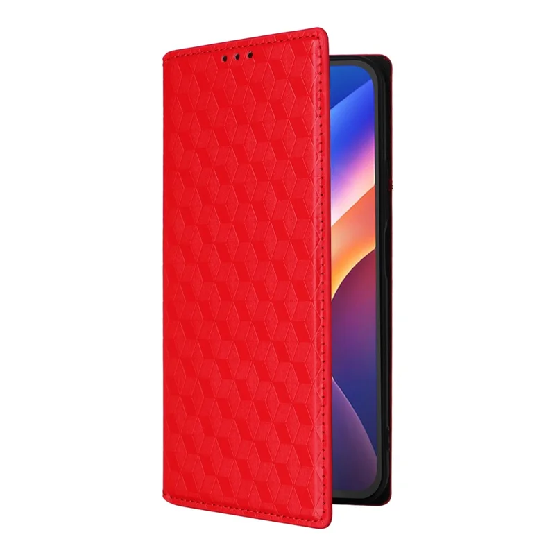 For TCL K70 4G / K70 Power 4G Case Wallet Rhombus Imprinted PU Leather Phone Cover - Red