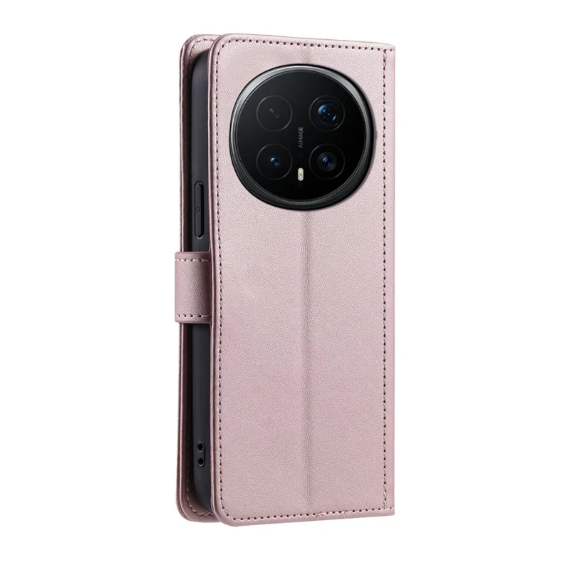 For Honor Magic8 5G PU Leather Case Wallet Rhombus Grid Phone Cover with Shoulder Strap  /  Wrist Strap - Rose Gold