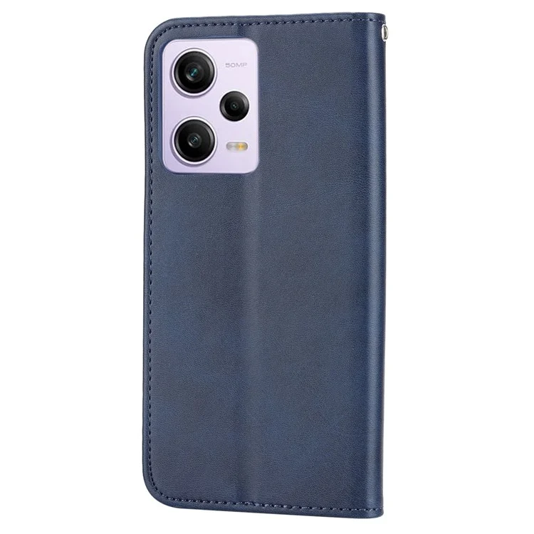 For Xiaomi Redmi Note 12 Pro 5G  / Note 12 Pro Speed 5G / Poco X5 Pro 5G Imprinted Rhombus Pattern Stand Calf Texture Cover PU Leather Wallet Magnetic Closure Case - Blue