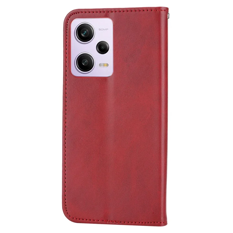 Til Xiaomi Redmi Note 12 Pro 5G / Note 12 Pro Speed 5G / Poco X5 Pro 5G, Indriveret Rombe Mønster Stående Kalvstruktur PU Læder Punge med Magnetlukning - Rød