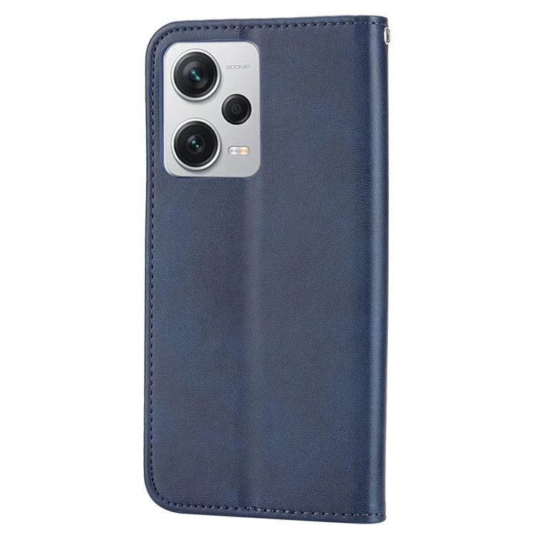 For Xiaomi Redmi Note 12 Pro+ 5G Dustproof PU Leather Case Wallet Magnetic Closure Imprinted Rhombus Pattern Stand Calf Texture Cover - Blue