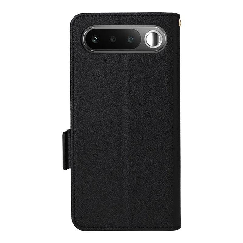 For Realme 16 5G Phone Case Litchi Texture Wallet Leather Phone Cover with Wrist Strap - Black