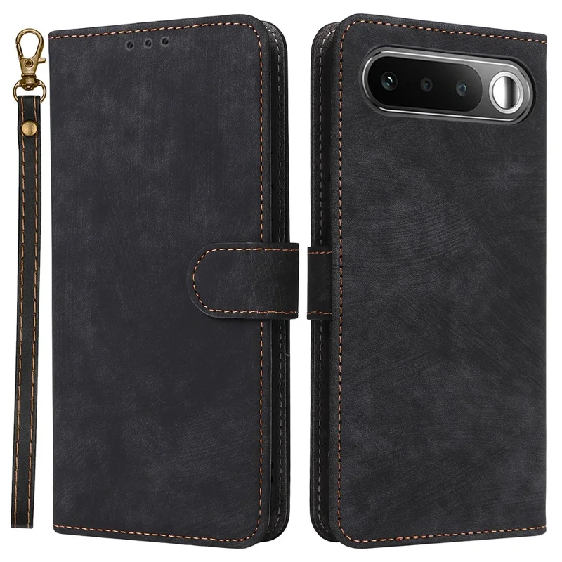 For Realme 16 5G Phone Case Wallet RFID Blocking PU Leather Phone Cover Stand with Strap - Black