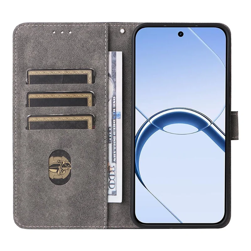 For Realme 16 5G Phone Case Wallet RFID Blocking PU Leather Phone Cover Stand with Strap - Black