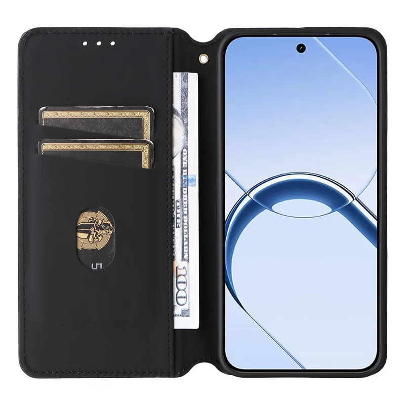 For Realme 16 5G Case Wallet Rhombus Imprinted PU Leather Phone Cover - Red