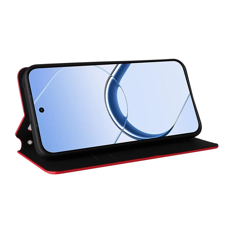 For Realme 16 5G Case Wallet Rhombus Imprinted PU Leather Phone Cover - Red