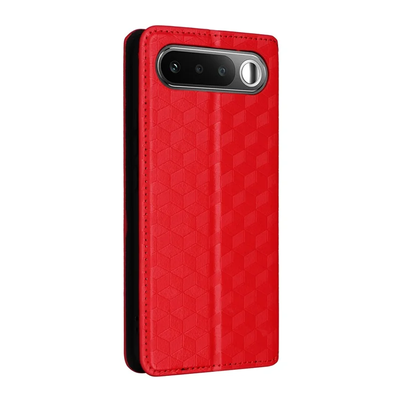 For Realme 16 5G Case Wallet Rhombus Imprinted PU Leather Phone Cover - Red