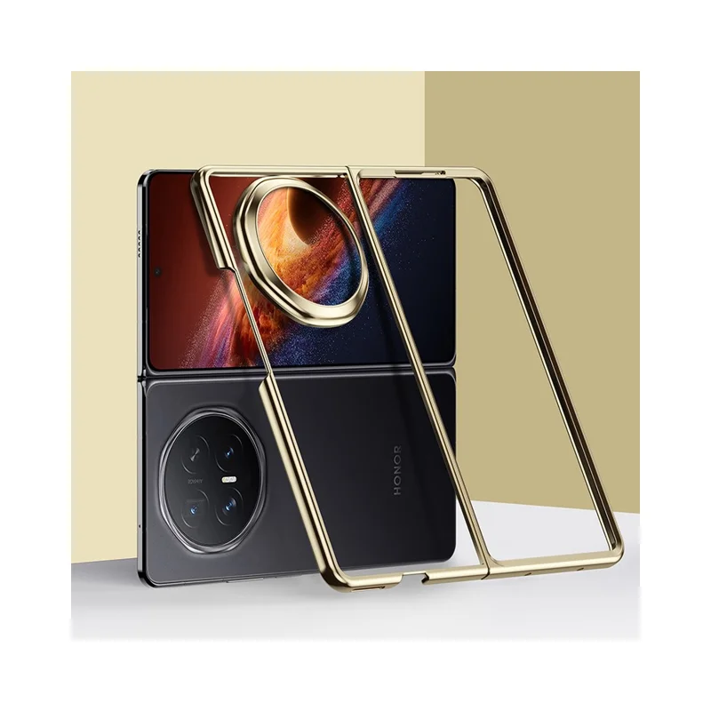 Capa para Honor Magic V6 5G Ultrafina com Estrutura Transparente Galvanizada - Dourada