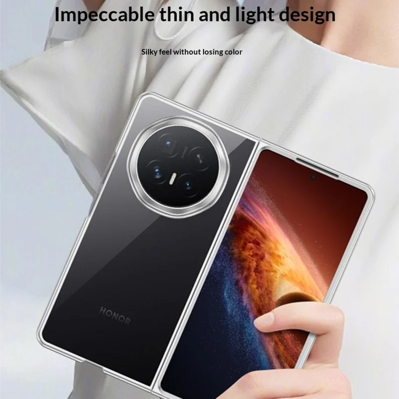 Capa para Honor Magic V6 5G Ultrafina com Estrutura Transparente Galvanizada - Dourada