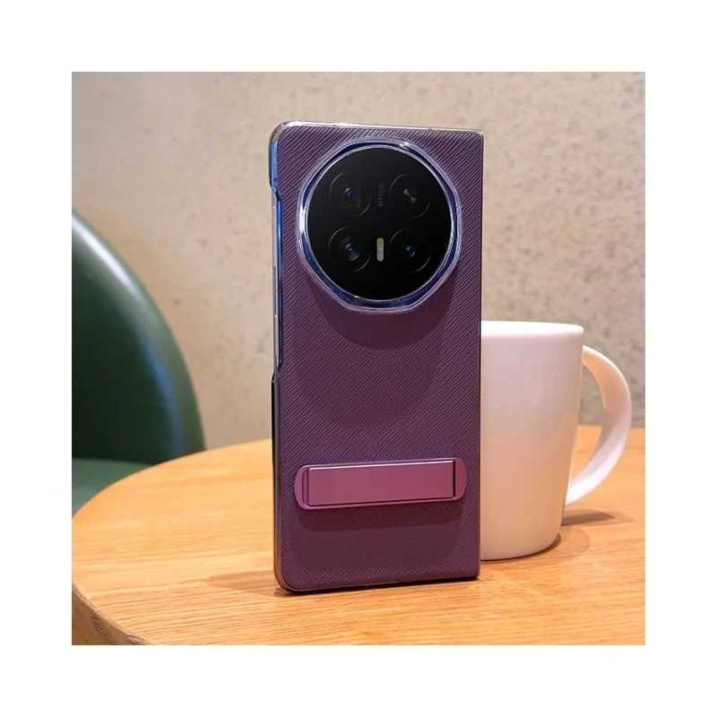 Capa para Honor Magic V6 5G com Textura de Ondas de Água, Revestimento Electrolítico em PC, Suporte Incorporado - Roxo