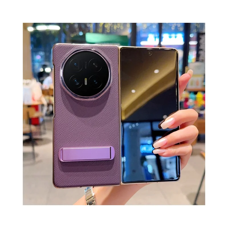 Capa para Honor Magic V6 5G com Textura de Ondas de Água, Revestimento Electrolítico em PC, Suporte Incorporado - Roxo