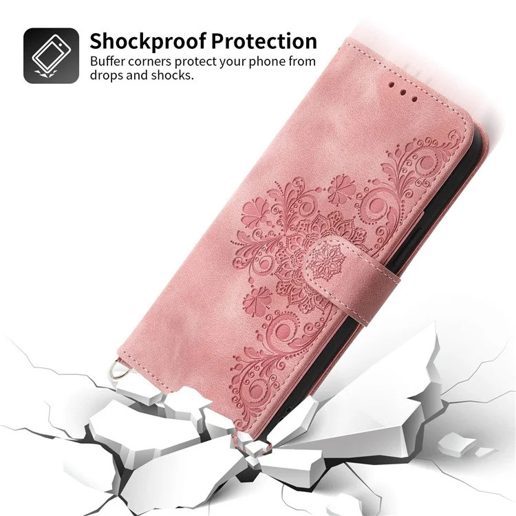 Pour Xiaomi Redmi Note 12 Pro 5G / Remarque 12 Pro Speed ​​5g / Poco X5 Pro 5G Portefeuille Couverture de Téléphone Skin-touch Fleurs de Fleurs Imprimées Case de Cuir Avec Sangle et Bandoulière - Rose