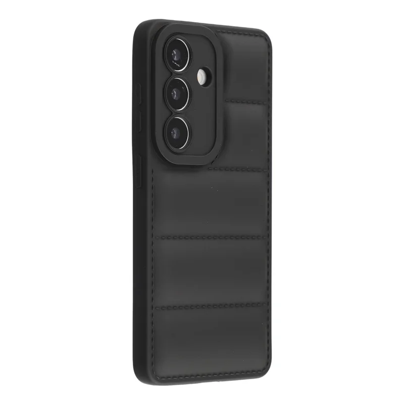 For Samsung Galaxy S26 TPU Case Down Jacket Design Shock-Absorbent Phone Protector - Black