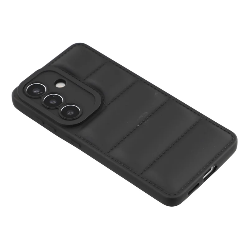 For Samsung Galaxy S26 TPU Case Down Jacket Design Shock-Absorbent Phone Protector - Black