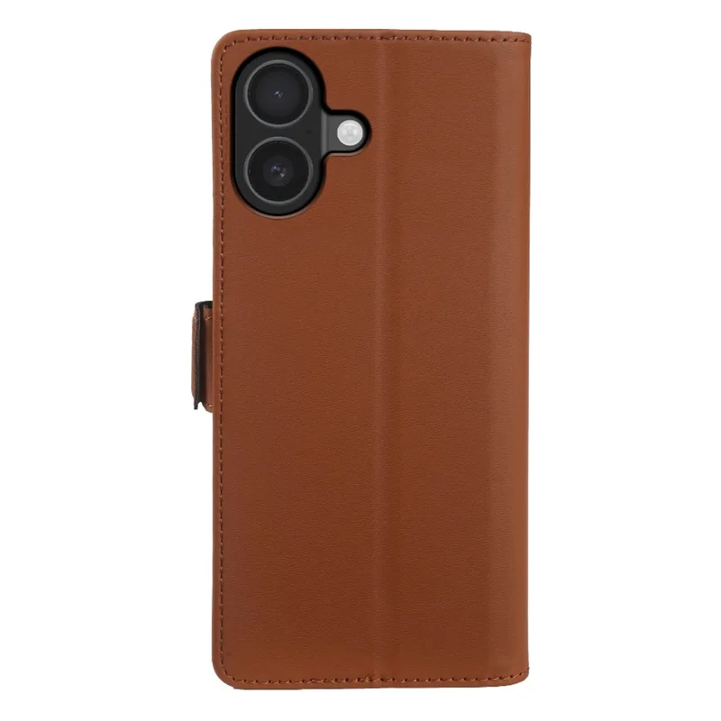 For iPhone 16 Leather Case Wallet Stand TPU + PU Skin-touch Cover - Brown