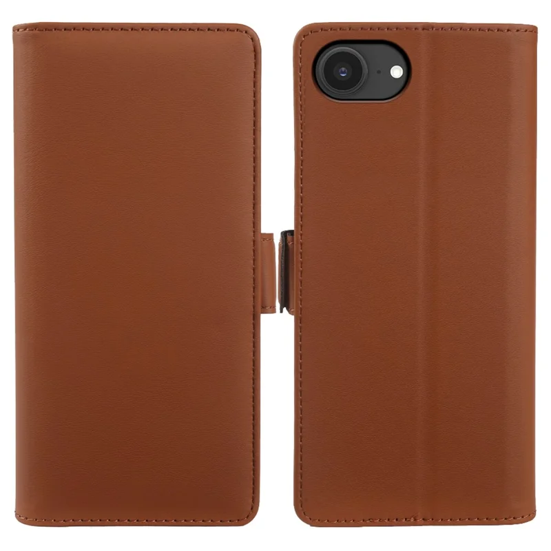 For iPhone 16e Leather Case Wallet Stand TPU + PU Skin-touch Cover - Brown