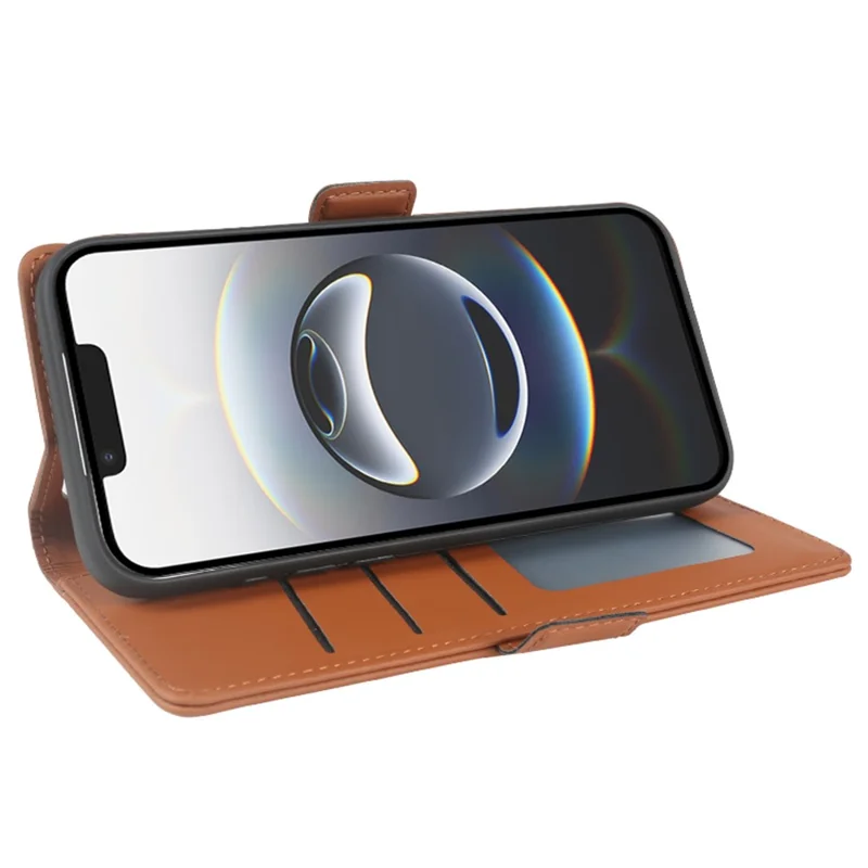 For iPhone 16e Leather Case Wallet Stand TPU + PU Skin-touch Cover - Brown