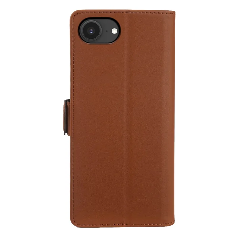 For iPhone 16e Leather Case Wallet Stand TPU + PU Skin-touch Cover - Brown