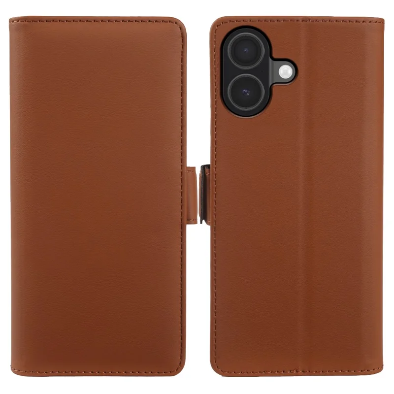 For iPhone 17 Leather Case Wallet Stand TPU + PU Skin-touch Cover - Brown