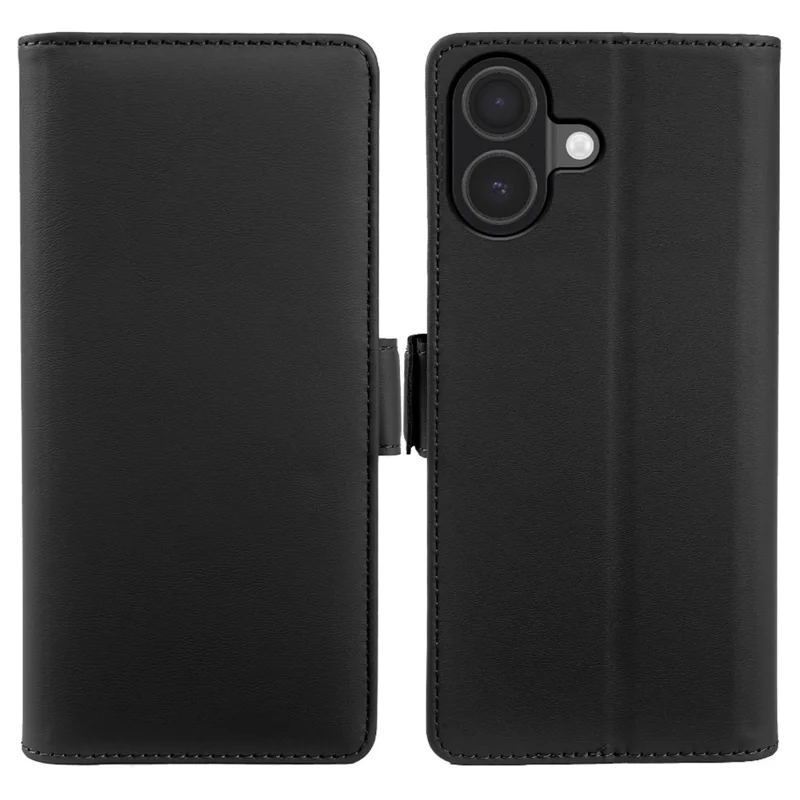 For iPhone 17 Leather Case Wallet Stand TPU + PU Skin-touch Cover - Black