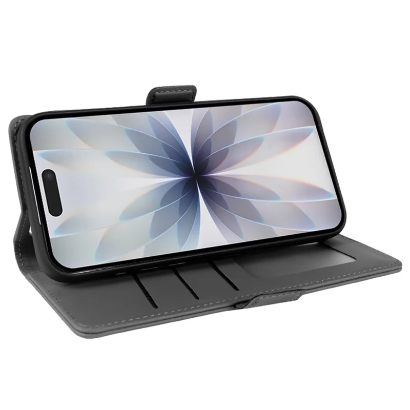 For iPhone 17 Leather Case Wallet Stand TPU + PU Skin-touch Cover - Black