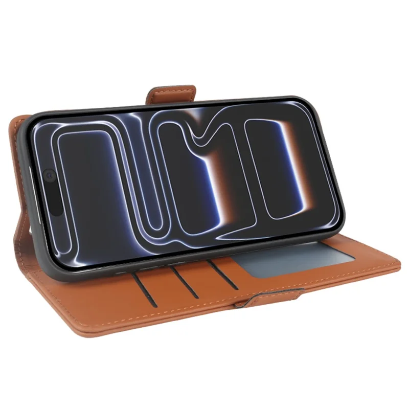 For iPhone 17 Pro Leather Case Wallet Stand TPU + PU Skin-touch Cover - Brown