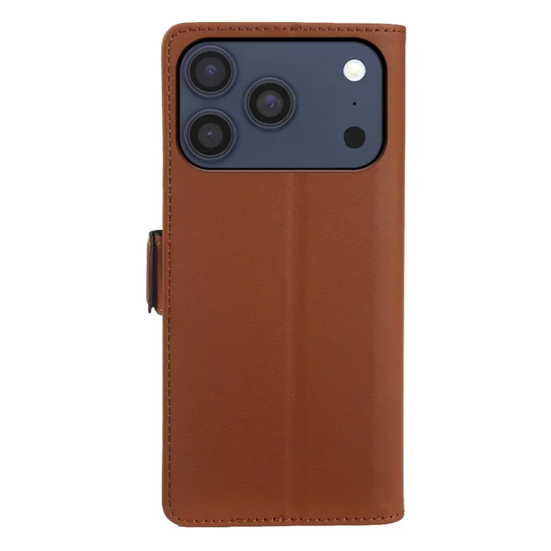 For iPhone 17 Pro Max Leather Case Wallet Stand TPU + PU Skin-touch Cover - Brown