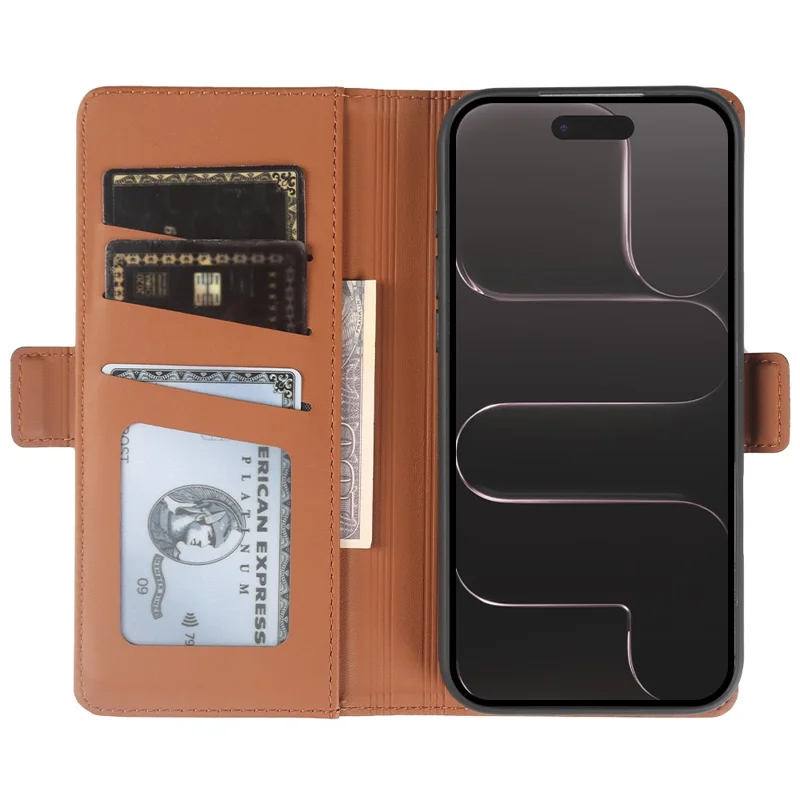 For iPhone Air Leather Case Wallet Stand TPU + PU Skin-touch Cover - Brown