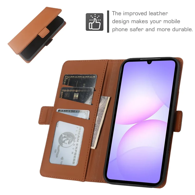 For Samsung Galaxy A07 4G Leather Case Wallet Stand TPU + PU Skin-touch Cover - Brown