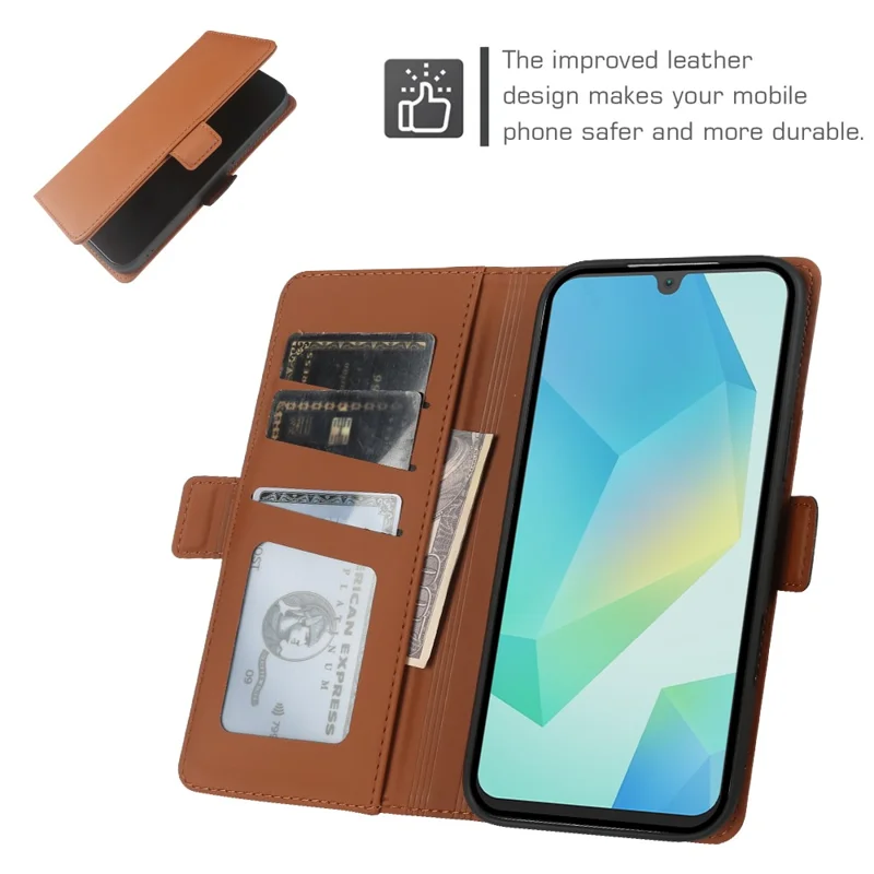 For Samsung Galaxy A16 5G  /  4G Leather Case Wallet Stand TPU + PU Skin-touch Cover - Brown