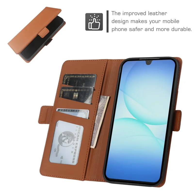 Leather Case For Samsung Galaxy A17 5G  /  4G Wallet Stand TPU + PU Skin-touch Cover - Brown