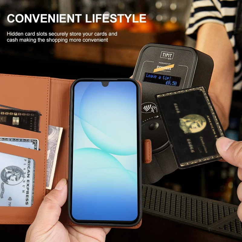 Leather Case For Samsung Galaxy A17 5G  /  4G Wallet Stand TPU + PU Skin-touch Cover - Brown