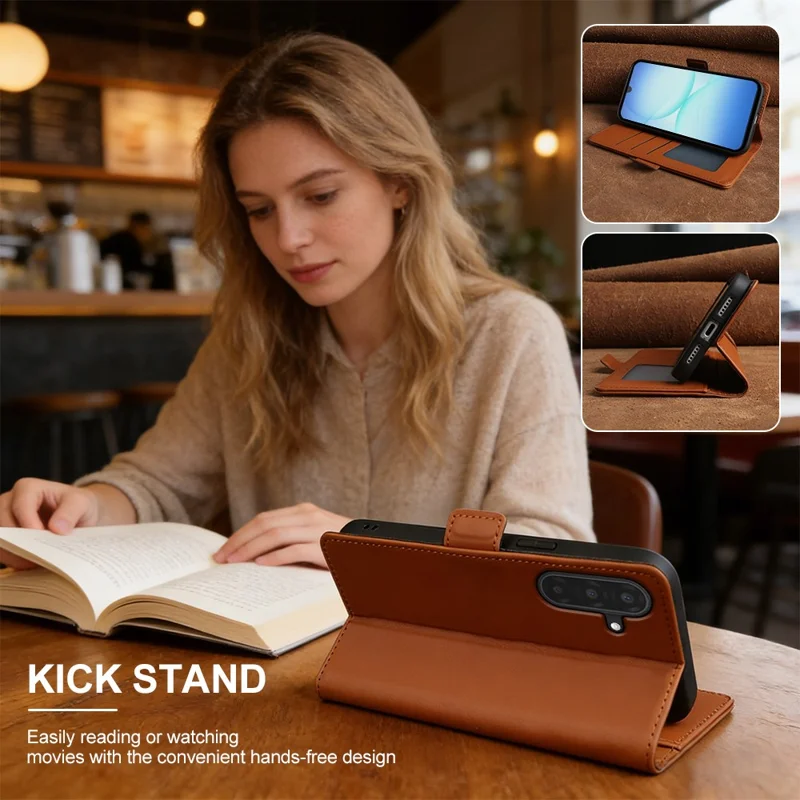 Leather Case For Samsung Galaxy A17 5G  /  4G Wallet Stand TPU + PU Skin-touch Cover - Brown